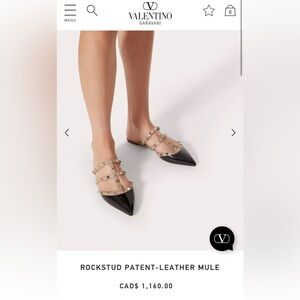 Valentino Rockstud Flats Mules size 8.5